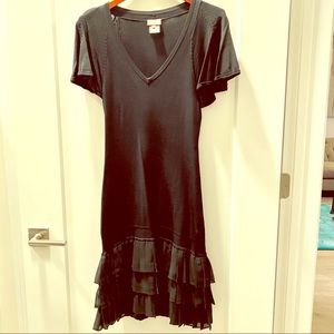 karen millen black with ruffle bottom dress size 2